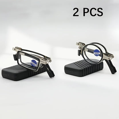 Reading Glasses - Folding Blue Light Blocking 2 Pairs with Case Stainless Steel Frame HD - product detail view 2