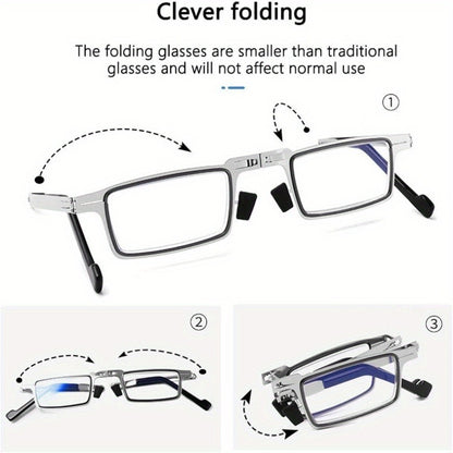 Reading Glasses - Folding Blue Light Blocking 2 Pairs with Case Stainless Steel Frame HD - product detail view 10