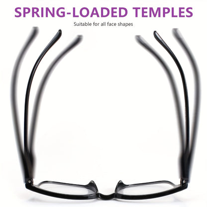 Reading Glasses - Small Rectangle Spring Hinge Lightweight PC Lens Unisex Classic Stylish - product detail view 4
