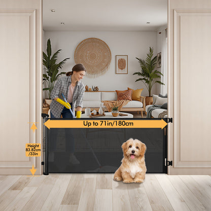 Retractable Mesh Safety Gate - 33/41 Inch Tall - Hardware-mounted expandable mesh design – view 5