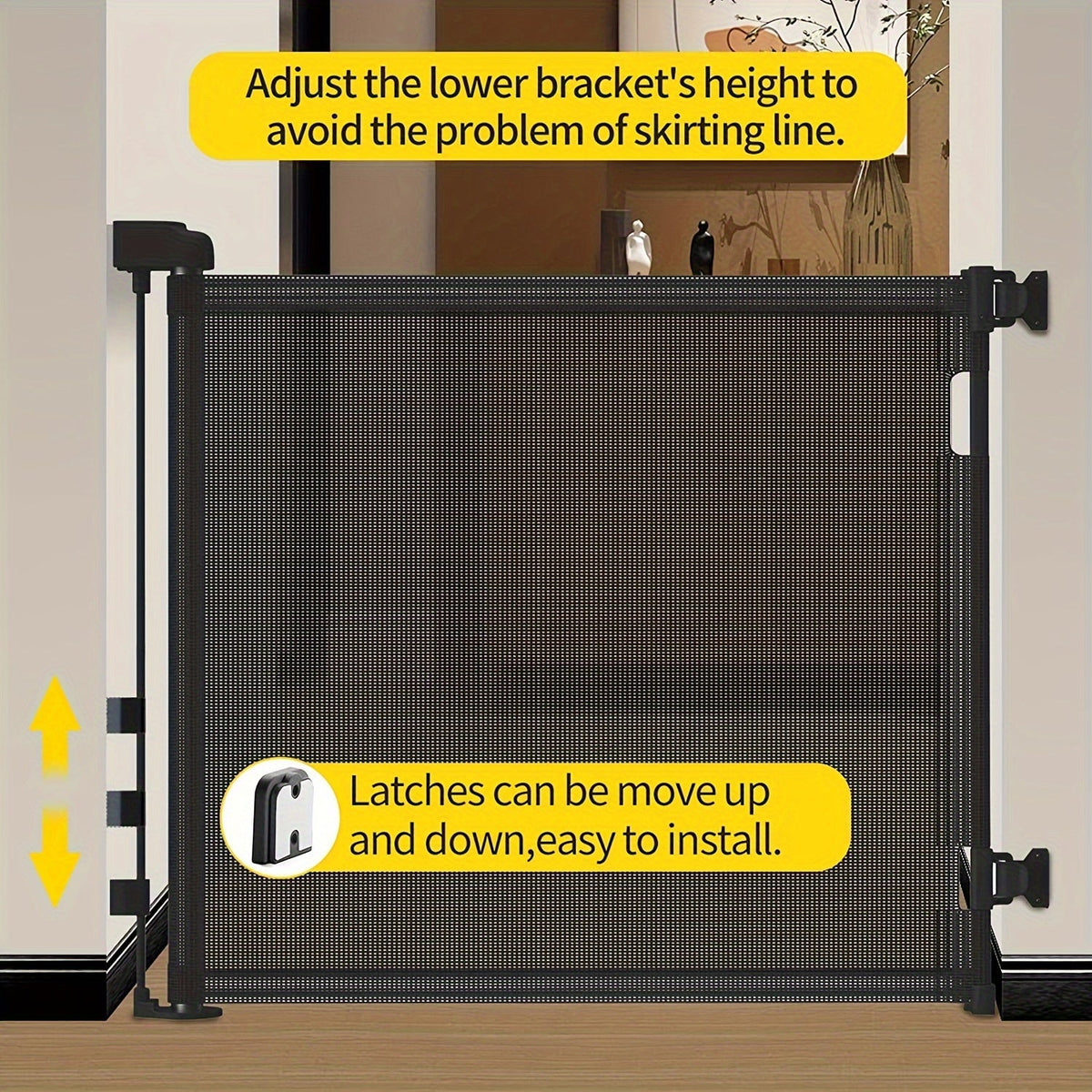 Retractable Mesh Safety Gate - 33/41 Inch Tall - Hardware-mounted expandable mesh design – view 6