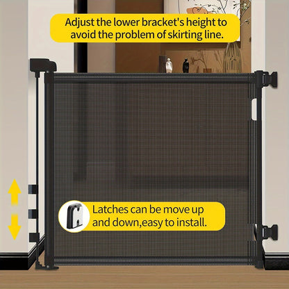 Retractable Mesh Safety Gate - 33/41 Inch Tall - Hardware-mounted expandable mesh design – view 6