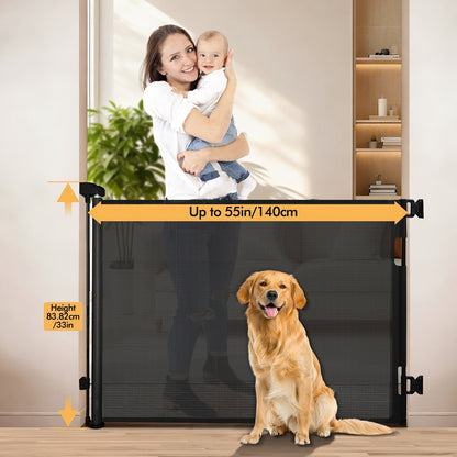 Retractable Mesh Safety Gate - 33/41 Inch Tall - Hardware-mounted expandable mesh design – view 10