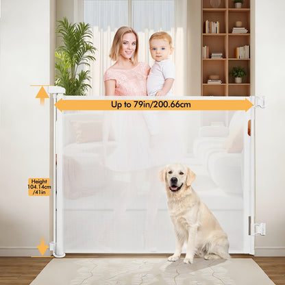 Retractable Mesh Safety Gate - 33/41 Inch Tall - Hardware-mounted expandable mesh design – view 15