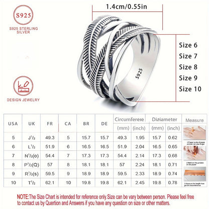 Rings for Women - 925 Sterling Silver Feather Ring - Infinity Cross Band Hip Hop Style - product detail view 5