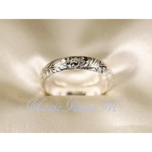 Rings for Women - 925 Sterling Silver Floral Ring Handmade, Vintage Pattern Sterling Silver - main product view