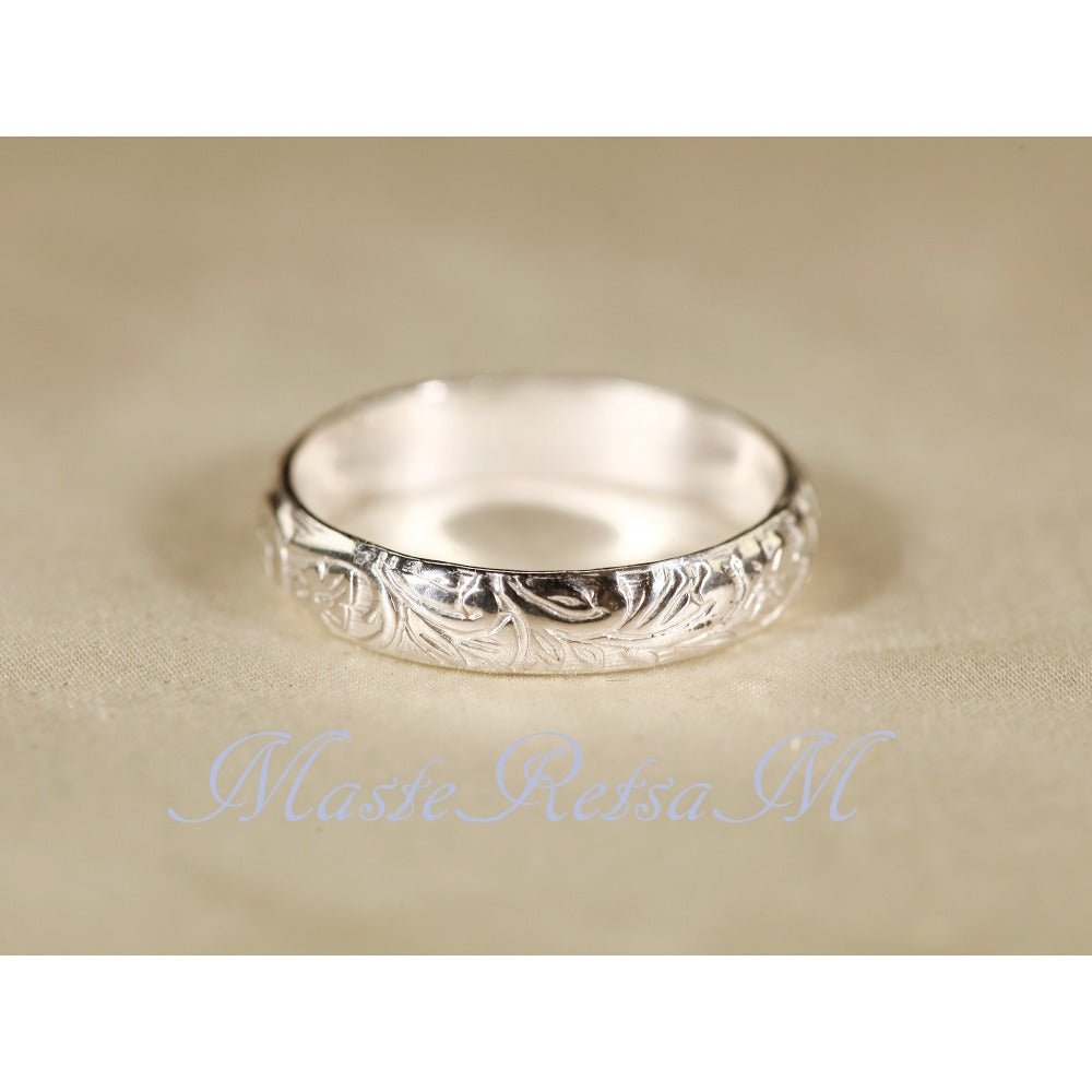 Rings for Women - 925 Sterling Silver Floral Ring Handmade, Vintage Pattern Sterling Silver - product detail view 4