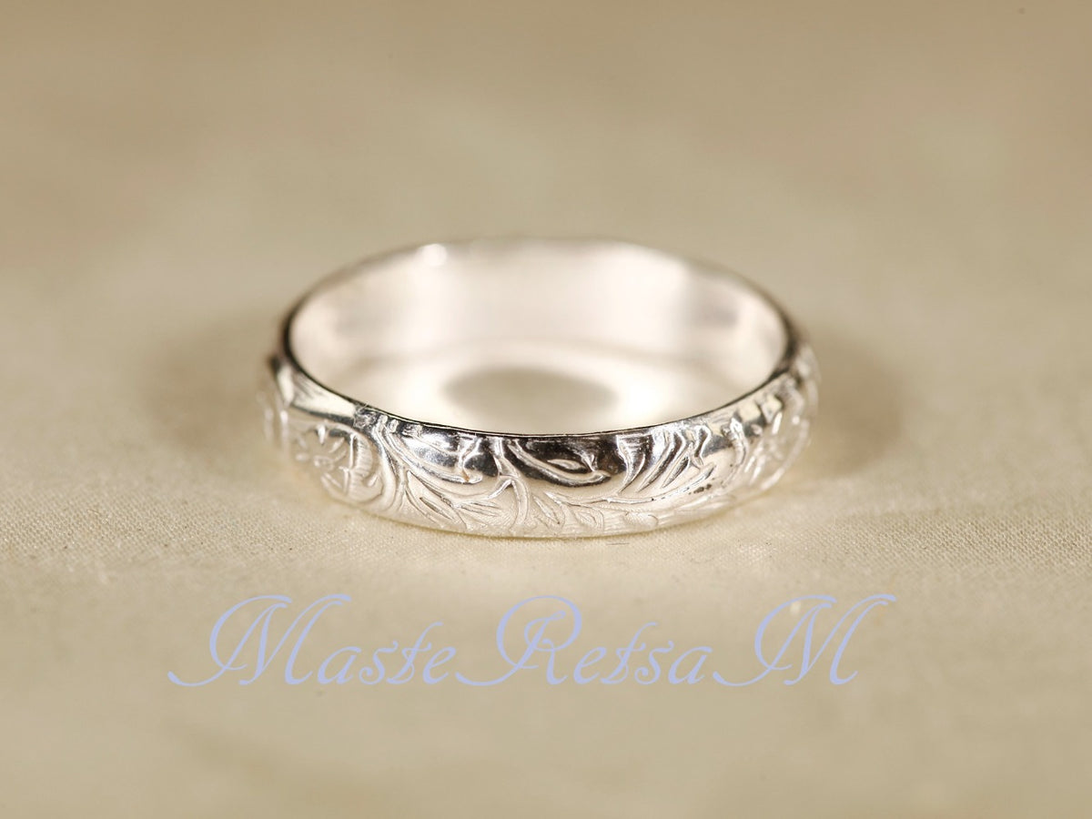 Rings for Women - 925 Sterling Silver Floral Ring Handmade, Vintage Pattern Sterling Silver - product detail view 10