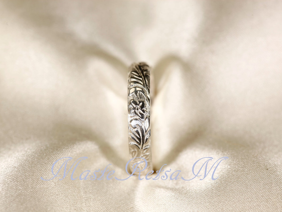Rings for Women - 925 Sterling Silver Floral Ring Handmade, Vintage Pattern Sterling Silver - product detail view 12