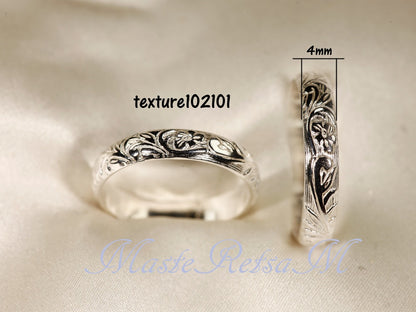 Rings for Women - 925 Sterling Silver Floral Ring Handmade, Vintage Pattern Sterling Silver - product detail view 14