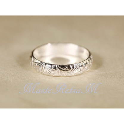 Rings for Women - 925 Sterling Silver Floral Ring Handmade, Vintage Pattern Sterling Silver - product detail view 23