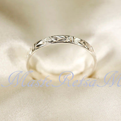 Rings for Women - 925 Sterling Silver Pattern Ring for & Men Handmade Waterproof - product detail view 3