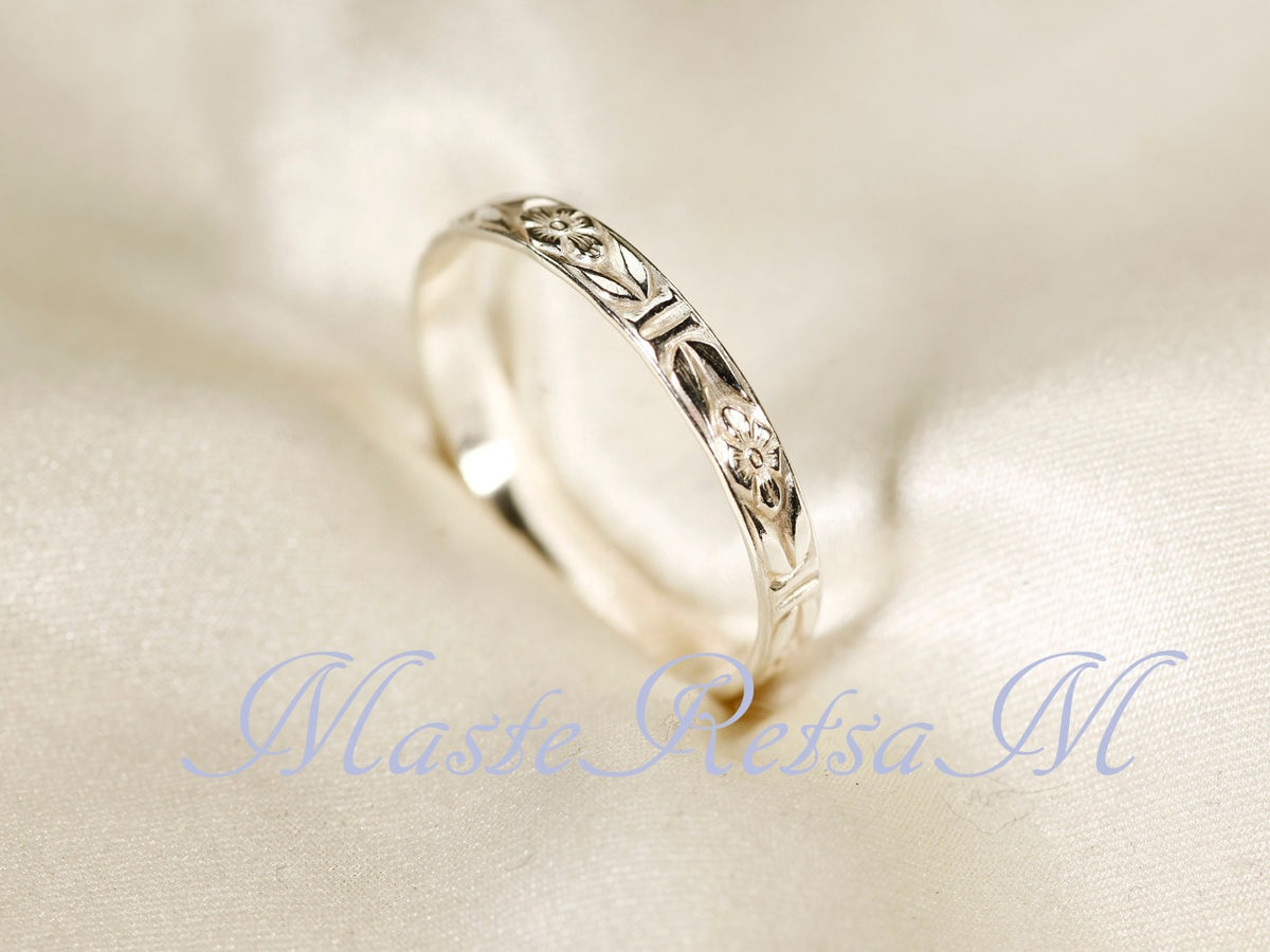 Rings for Women - 925 Sterling Silver Pattern Ring for & Men Handmade Waterproof - product detail view 6