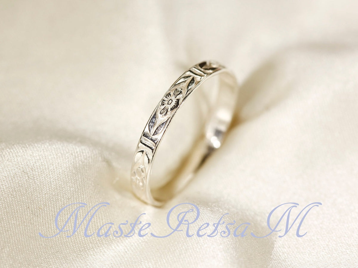 Rings for Women - 925 Sterling Silver Pattern Ring for & Men Handmade Waterproof - product detail view 7