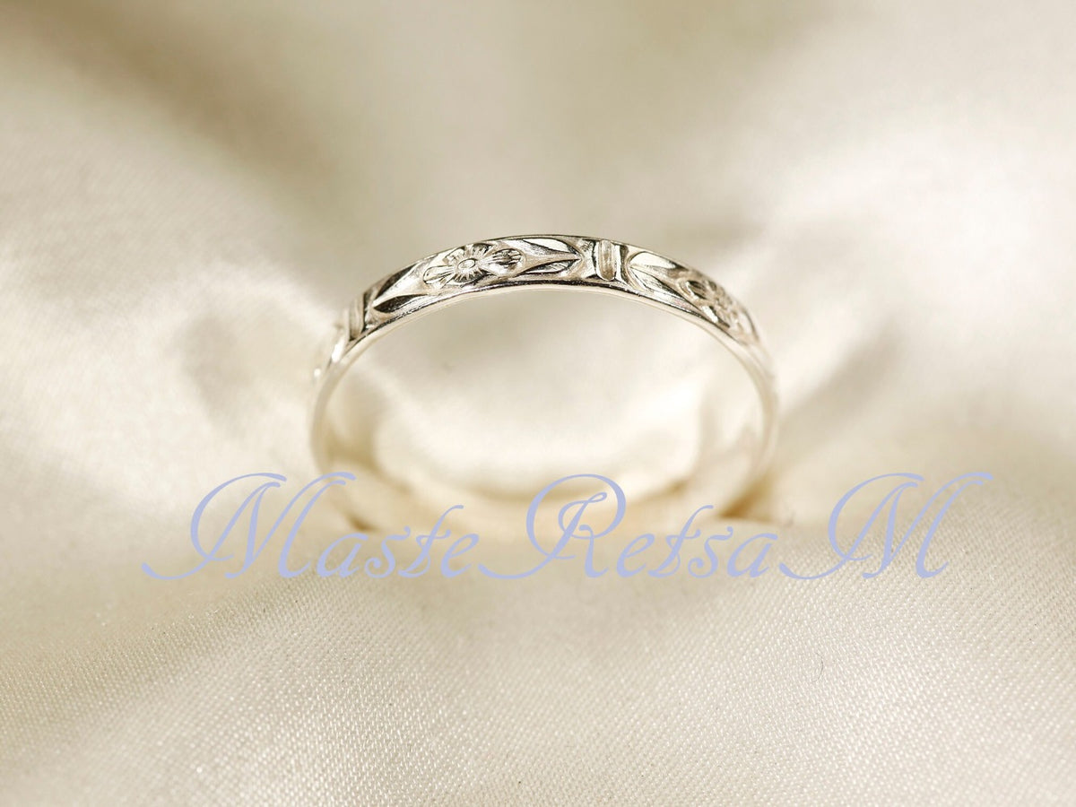 Rings for Women - 925 Sterling Silver Pattern Ring for & Men Handmade Waterproof - product detail view 8