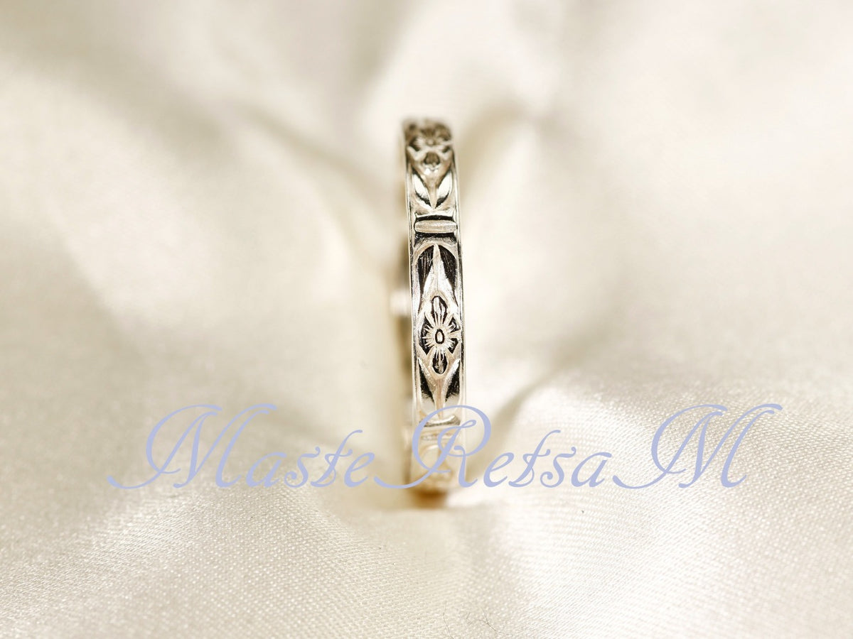 Rings for Women - 925 Sterling Silver Pattern Ring for & Men Handmade Waterproof - product detail view 9