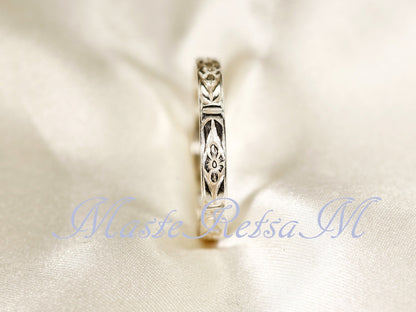 Rings for Women - 925 Sterling Silver Pattern Ring for & Men Handmade Waterproof - product detail view 9