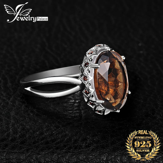 Rings for Women - 925 Sterling Silver Smoky Quartz Ring for Oval Cut, Natural Smoky Quartz - main product view