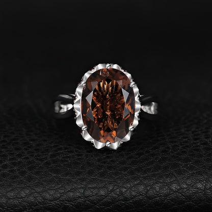 Rings for Women - 925 Sterling Silver Smoky Quartz Ring for Oval Cut, Natural Smoky Quartz - product detail view 9