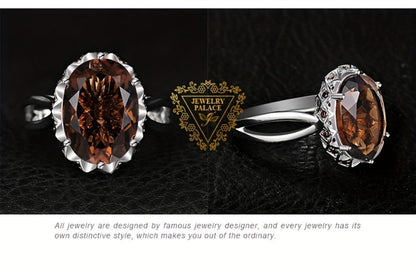 Rings for Women - 925 Sterling Silver Smoky Quartz Ring for Oval Cut, Natural Smoky Quartz - product detail view 12