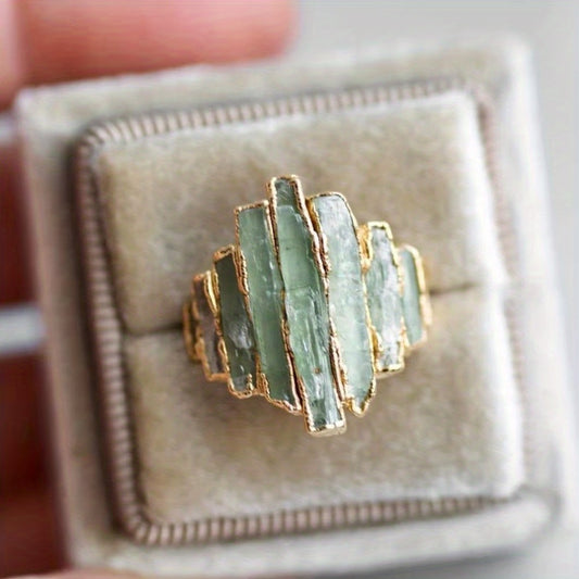 Rings for Women - Boho Ring for with Metal Edge Inlay - Unique Natural Style Bohemian - main product view