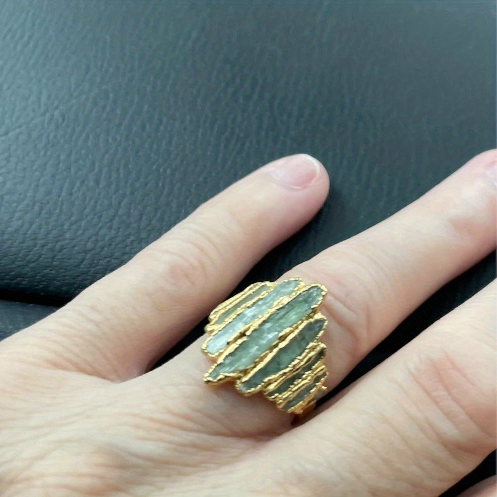Rings for Women - Boho Ring for with Metal Edge Inlay - Unique Natural Style Bohemian - product detail view 2