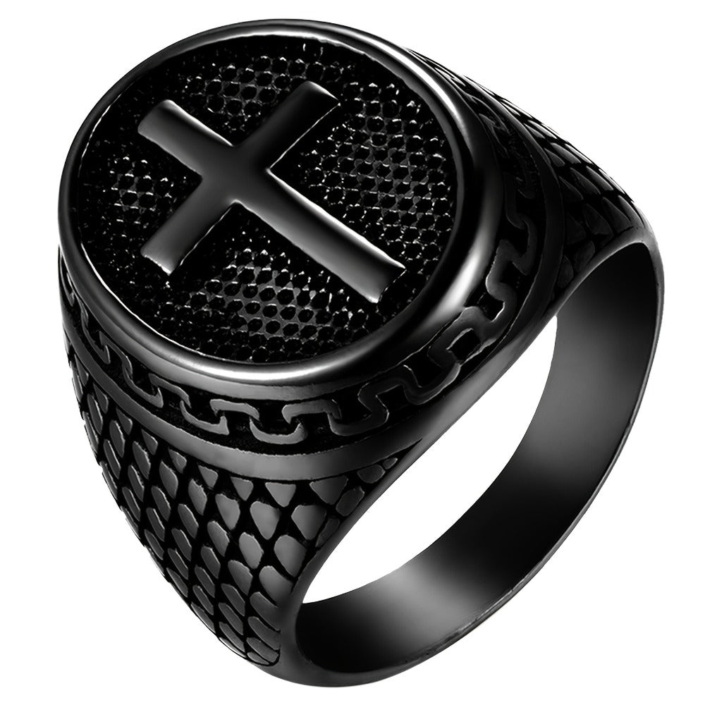 Rings for Women - Cross Ring for Men Stainless Steel Crucifix Christian Prayer Band, Vintage - product detail view 7