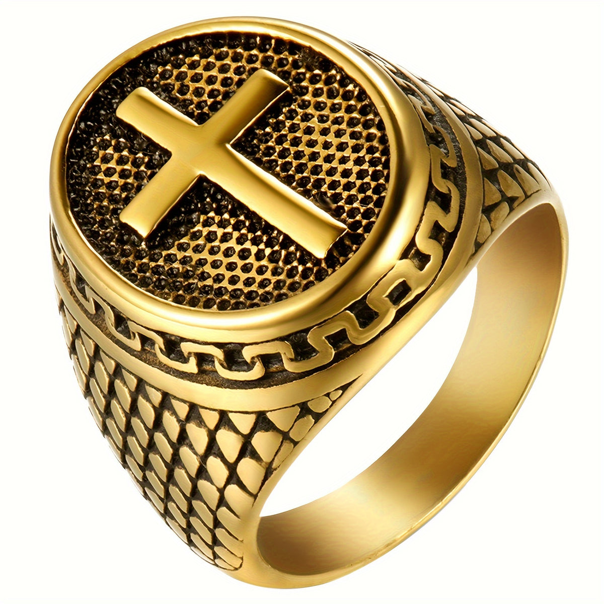 Rings for Women - Cross Ring for Men Stainless Steel Crucifix Christian Prayer Band, Vintage - product detail view 23