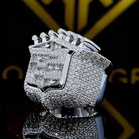 Rings for Women - Crown Ring Men Iced Out 925 Sterling Silver Round Cut Hip Hop Rapper - main product view