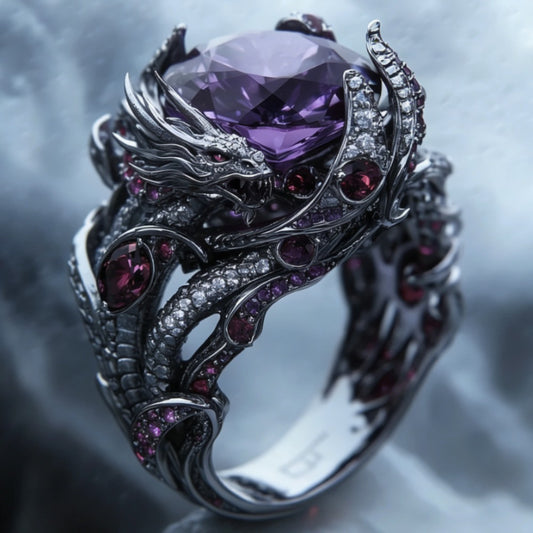Rings for Women - Dragon Ring Men 925 Sterling Silver Gothic Heavy Metal 5A Cubic Zirconia - main product view