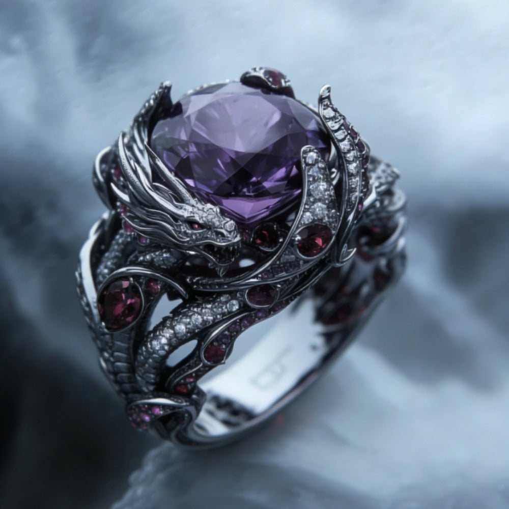 Rings for Women - Dragon Ring Men 925 Sterling Silver Gothic Heavy Metal 5A Cubic Zirconia - product detail view 2