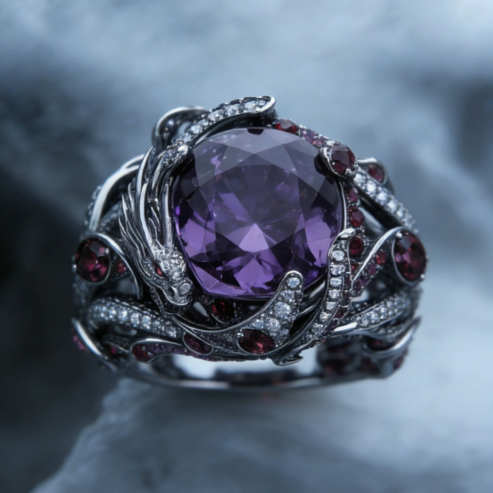 Rings for Women - Dragon Ring Men 925 Sterling Silver Gothic Heavy Metal 5A Cubic Zirconia - product detail view 3
