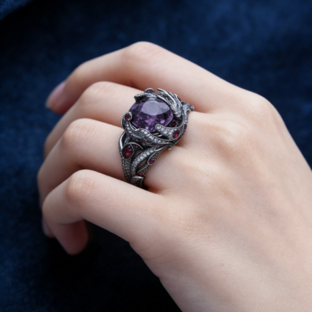 Rings for Women - Dragon Ring Men 925 Sterling Silver Gothic Heavy Metal 5A Cubic Zirconia - product detail view 4