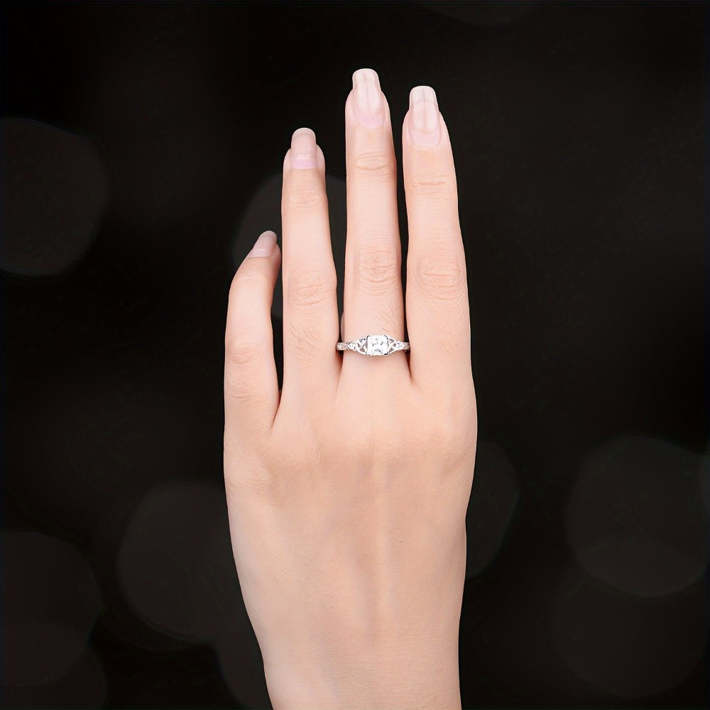 Rings for Women - Engagement Ring for 925 Sterling Silver Princess Cut Cubic Zirconia - product detail view 2