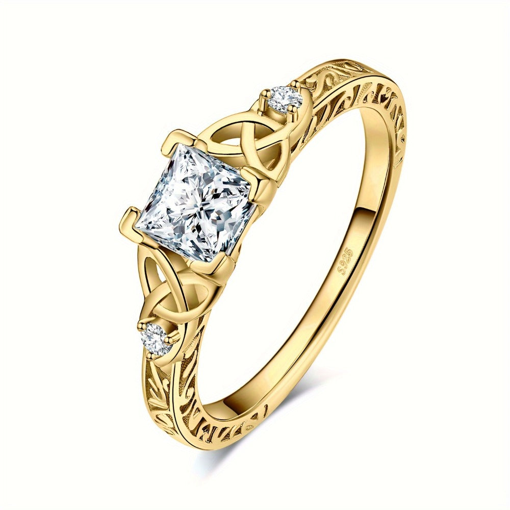 Rings for Women - Engagement Ring for 925 Sterling Silver Princess Cut Cubic Zirconia - product detail view 5