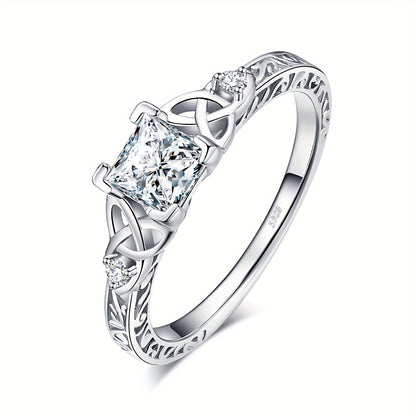 Rings for Women - Engagement Ring for 925 Sterling Silver Princess Cut Cubic Zirconia - product detail view 13