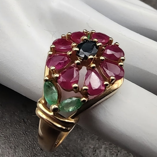 Rings for Women - Gold Ring 14K Gold Plated Red Cubic Zirconia CZ Ring for Boho Elegant - main product view
