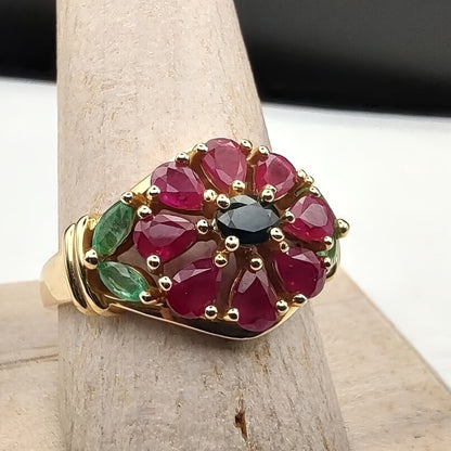 Rings for Women - Gold Ring 14K Gold Plated Red Cubic Zirconia CZ Ring for Boho Elegant - product detail view 3