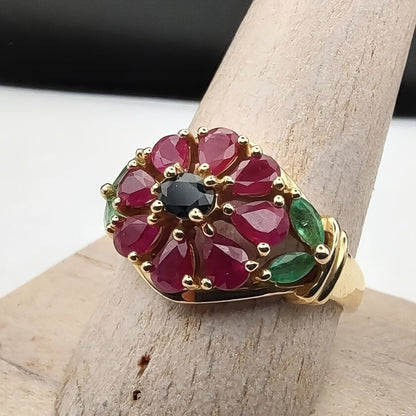 Rings for Women - Gold Ring 14K Gold Plated Red Cubic Zirconia CZ Ring for Boho Elegant - product detail view 4