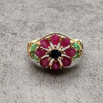 Rings for Women - Gold Ring 14K Gold Plated Red Cubic Zirconia CZ Ring for Boho Elegant - product detail view 8