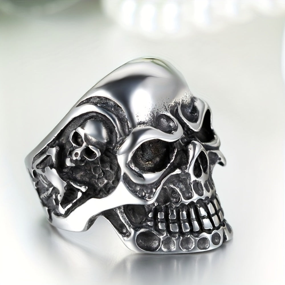 Rings for Women - Gothic Skull Ring for Men 304 Stainless Steel Vintage Biker Ring, Sizes - product detail view 3