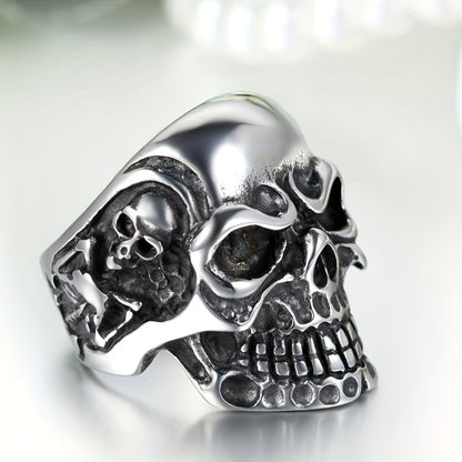 Rings for Women - Gothic Skull Ring for Men 304 Stainless Steel Vintage Biker Ring, Sizes - product detail view 3