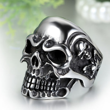 Rings for Women - Gothic Skull Ring for Men 304 Stainless Steel Vintage Biker Ring, Sizes - product detail view 4