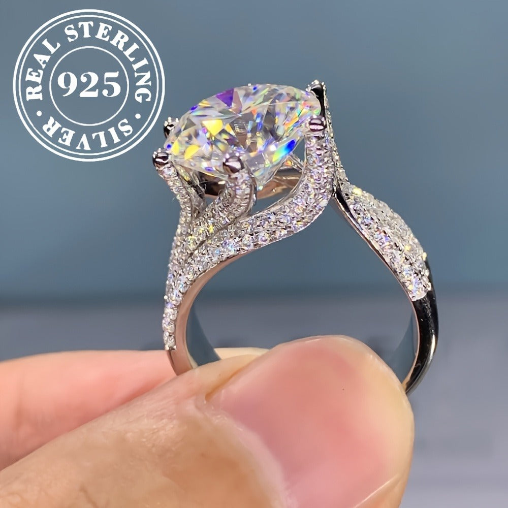 Rings for Women - Moissanite Engagement Ring 925 Sterling Silver - Classic Six-Prong Luxury - main product view