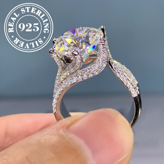 Rings for Women - Moissanite Engagement Ring 925 Sterling Silver - Classic Six-Prong Luxury - main product view