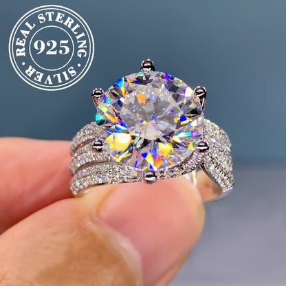 Rings for Women - Moissanite Engagement Ring 925 Sterling Silver - Classic Six-Prong Luxury - product detail view 2