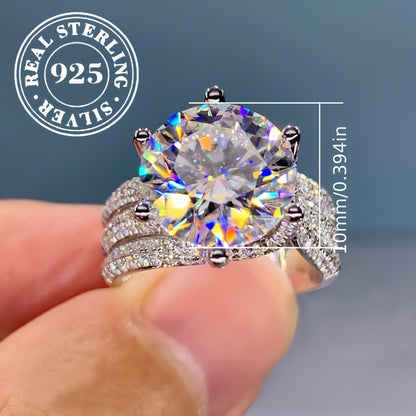 Rings for Women - Moissanite Engagement Ring 925 Sterling Silver - Classic Six-Prong Luxury - product detail view 3