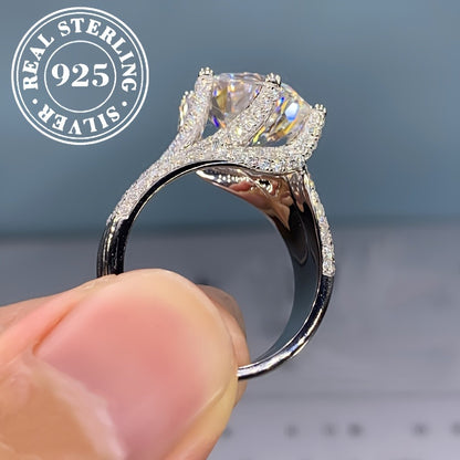 Rings for Women - Moissanite Engagement Ring 925 Sterling Silver - Classic Six-Prong Luxury - product detail view 4