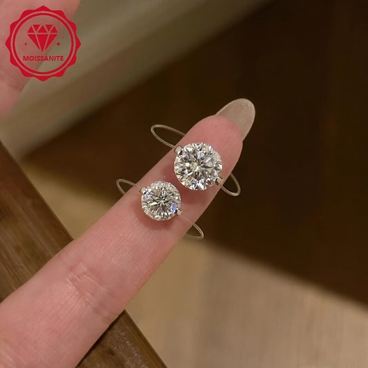 Rings for Women - Moissanite Ring 925 Silver Invisible Fishing Line Band Minimalist Large - main product view
