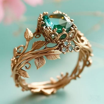Rings for Women - Moissanite Ring S925 Silver - Vintage Leaf Totem Inlaid Moissanite Diamond - product detail view 11